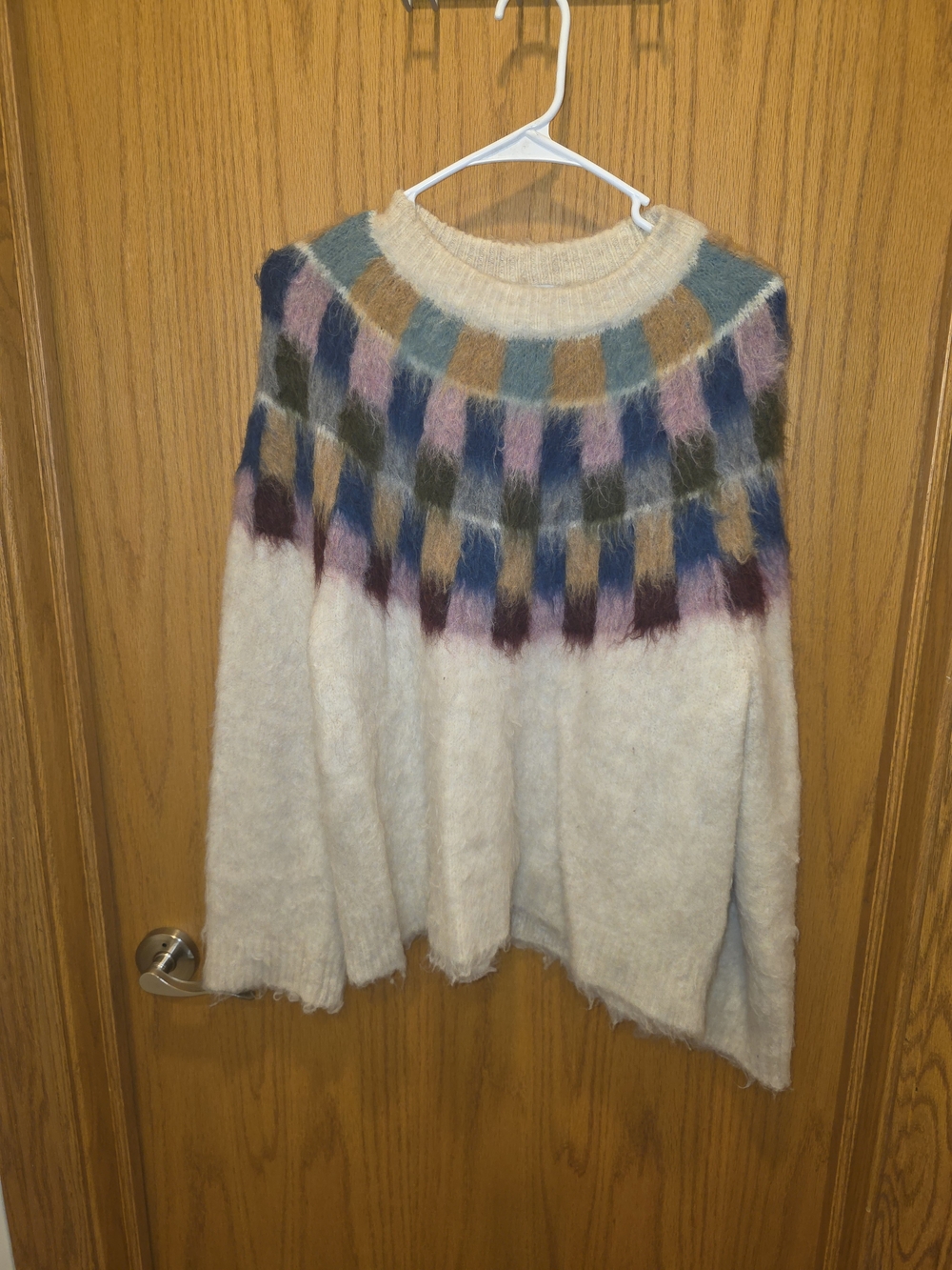 Madewell Cream Fair Isle Sweater with Multicolor Yoke